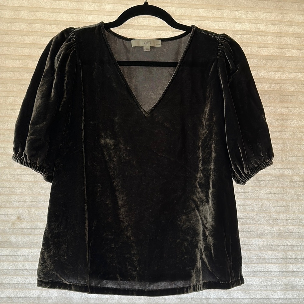 LOFT gray velvet top
